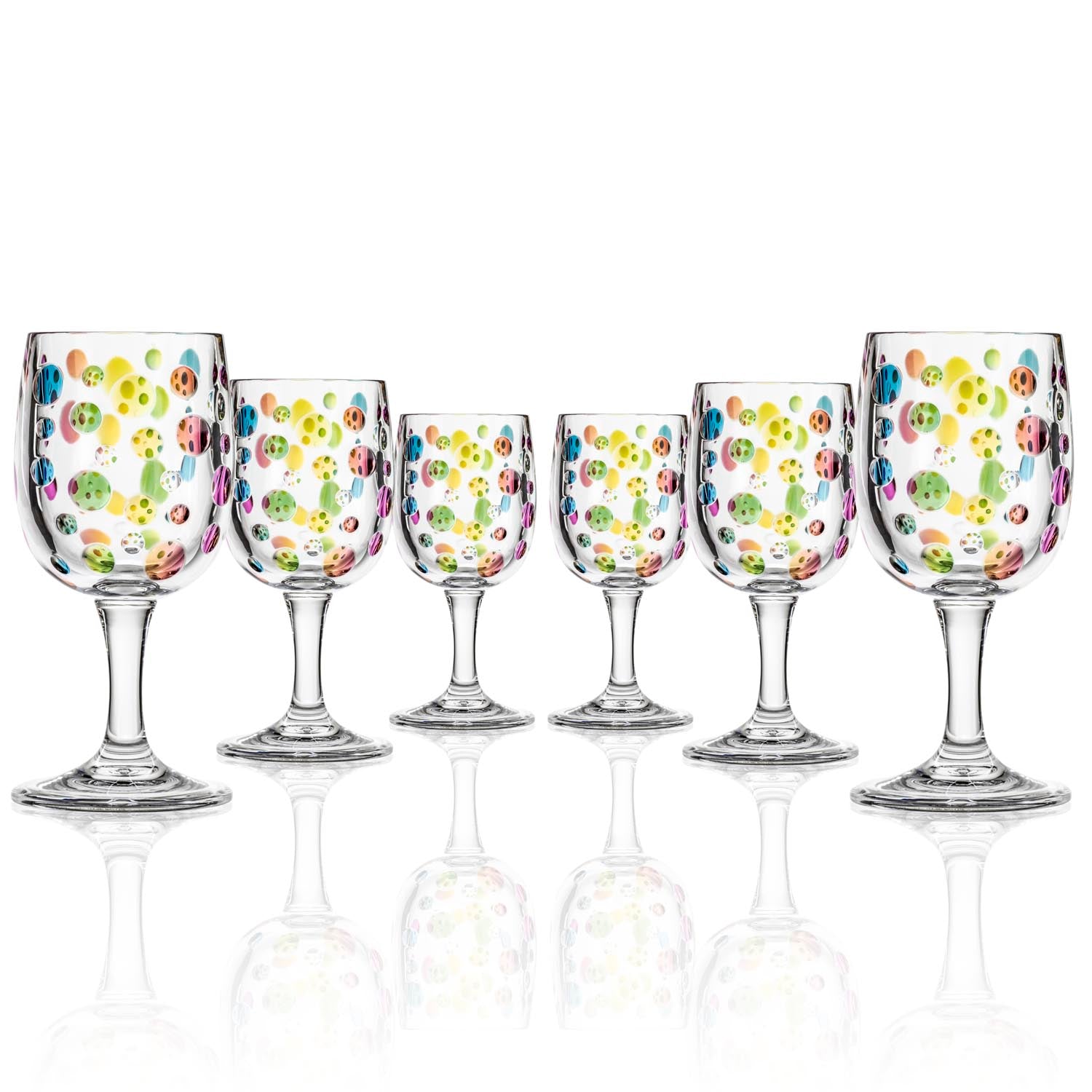 BPA-Free Set of 6 Merritt Designs Satin Pearl Rainbow 8oz Acrylic Wine Glasses