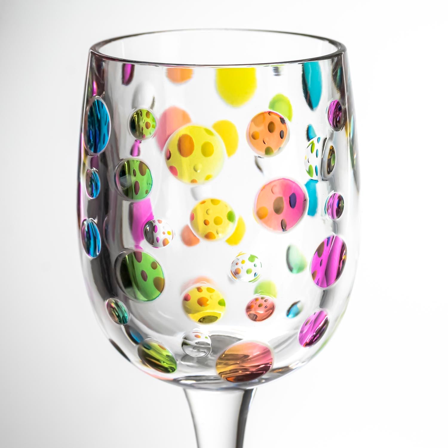 BPA-Free Merritt Designs Satin Pearl Rainbow 8oz Acrylic Wine Glass close up