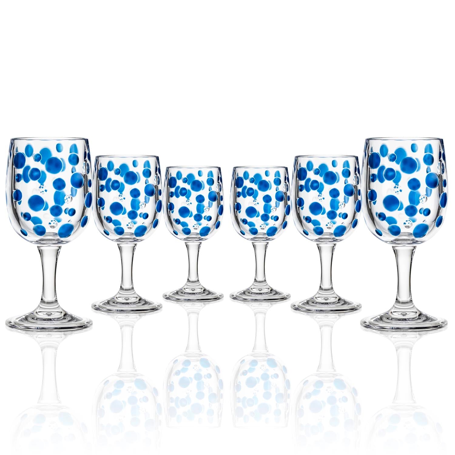 BPA-Free Set of 6 Merritt Designs Satin Pearl Sapphire 8oz Acrylic Wine Glasses