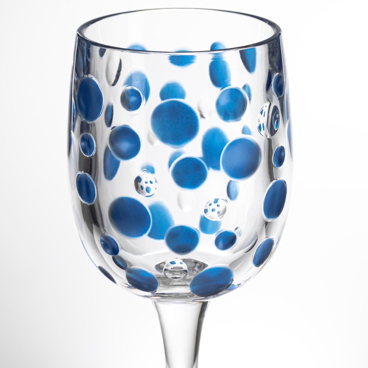BPA-Free Merritt Designs Satin Pearl Sapphire 8oz Acrylic Wine Glass close up