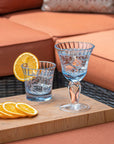Merritt Designs Venezia Blue 10oz Acrylic Wine Stemware on the deck