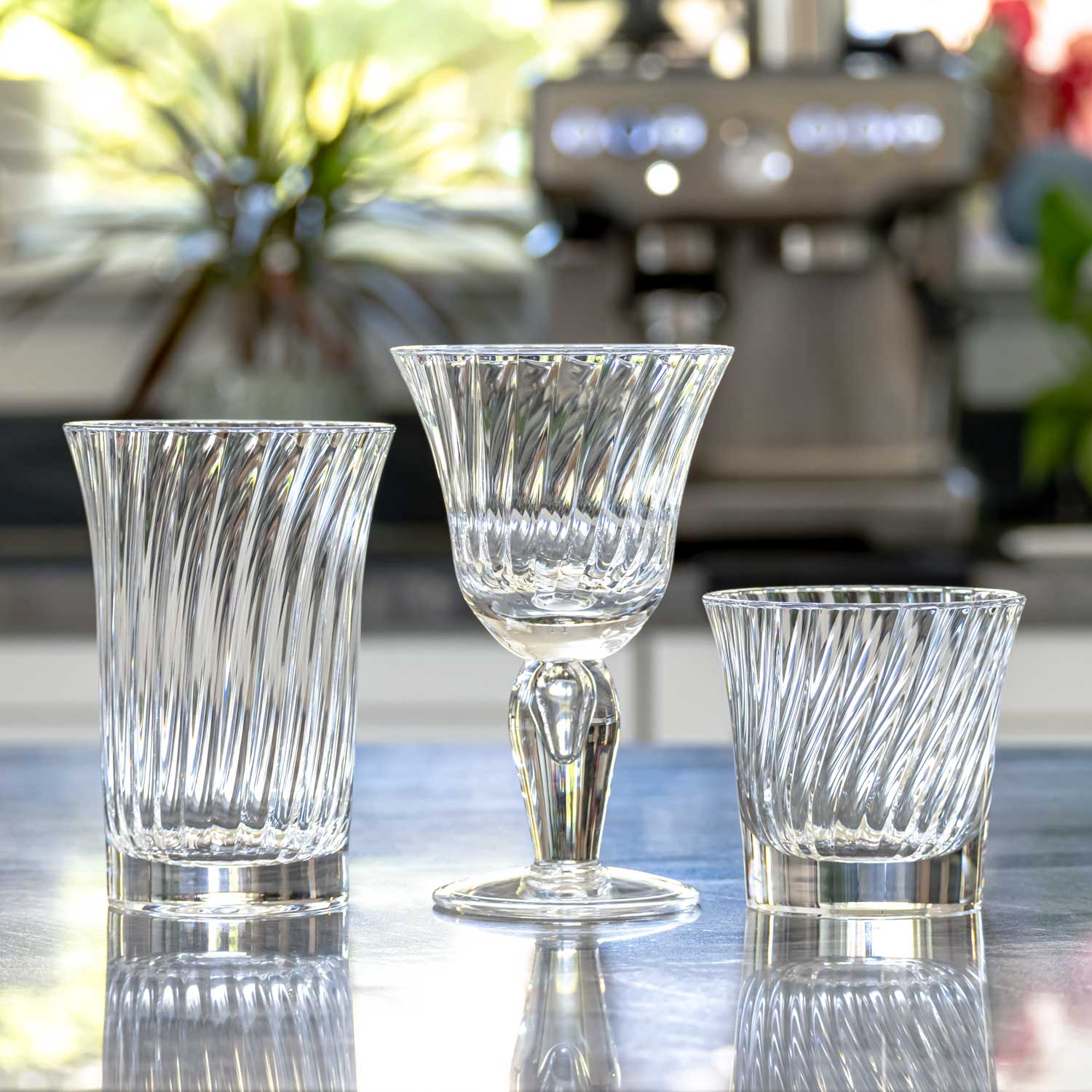 Merritt Designs Venezia Clear 10oz Acrylic Wine Stemware in the kitchen