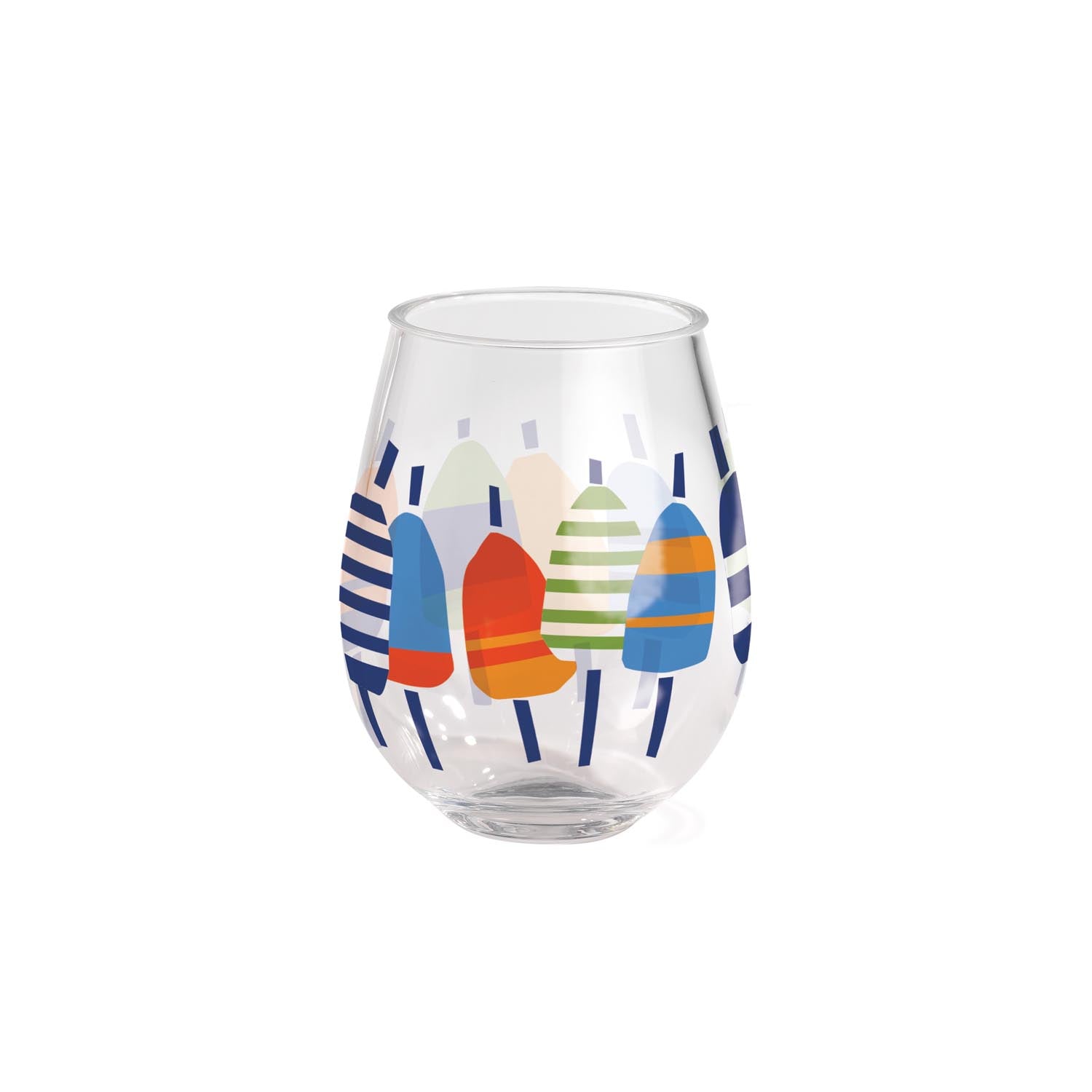 Nautical Buoys 15oz Acrylic Stemless Wine Glass  by Merritt Designs