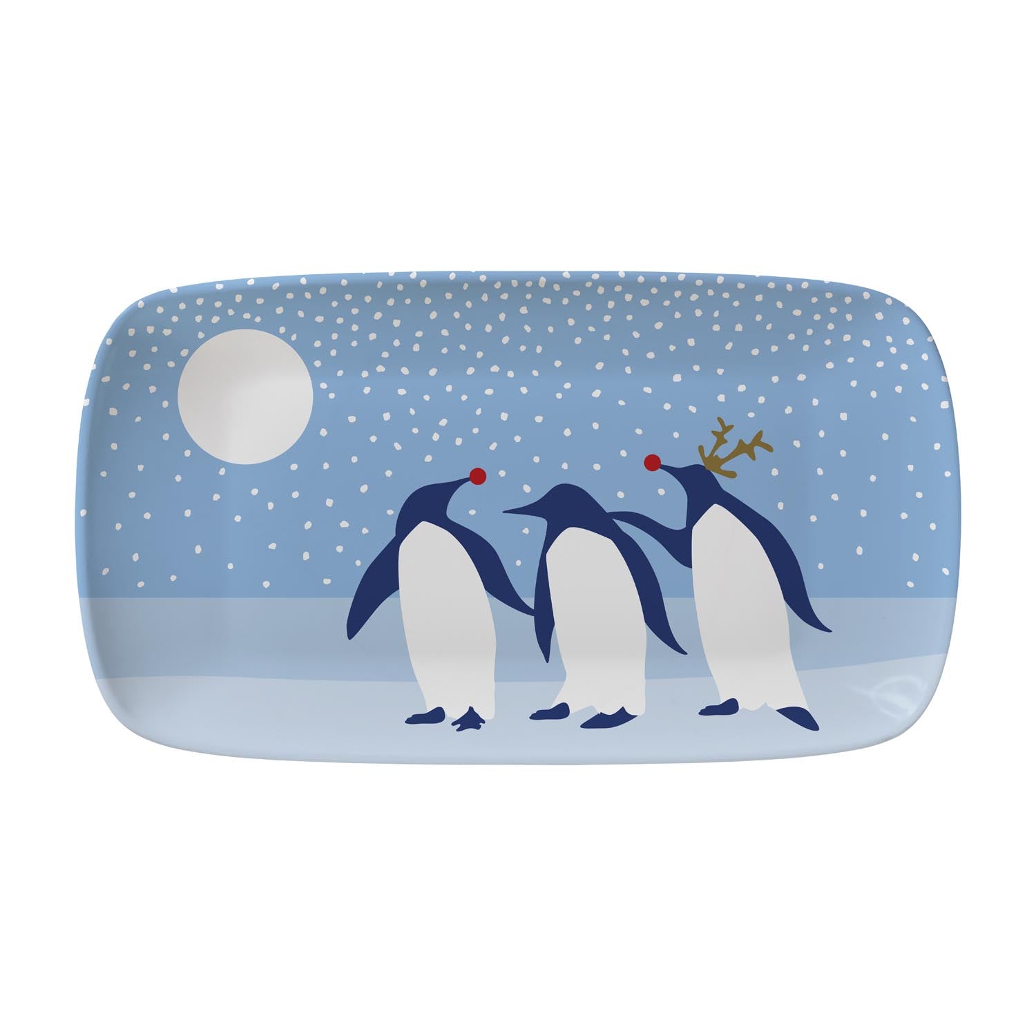 Arctic Antics 15.5 in x 7.75 in melamine appetizer tray penguin by Merritt Designs