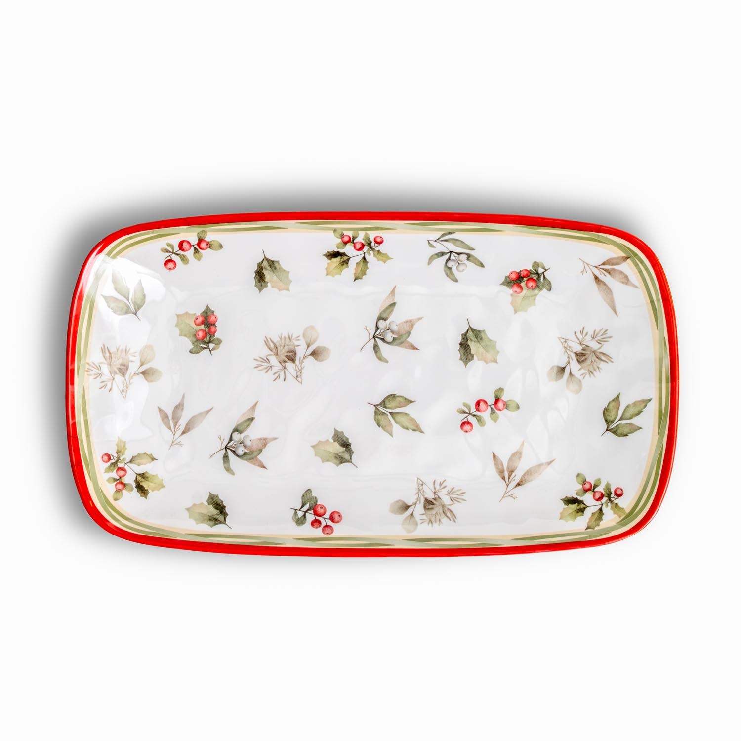 Mistletoe Christmas Holiday 15" Melamine Appetizer Serving Tray by Merritt Designs