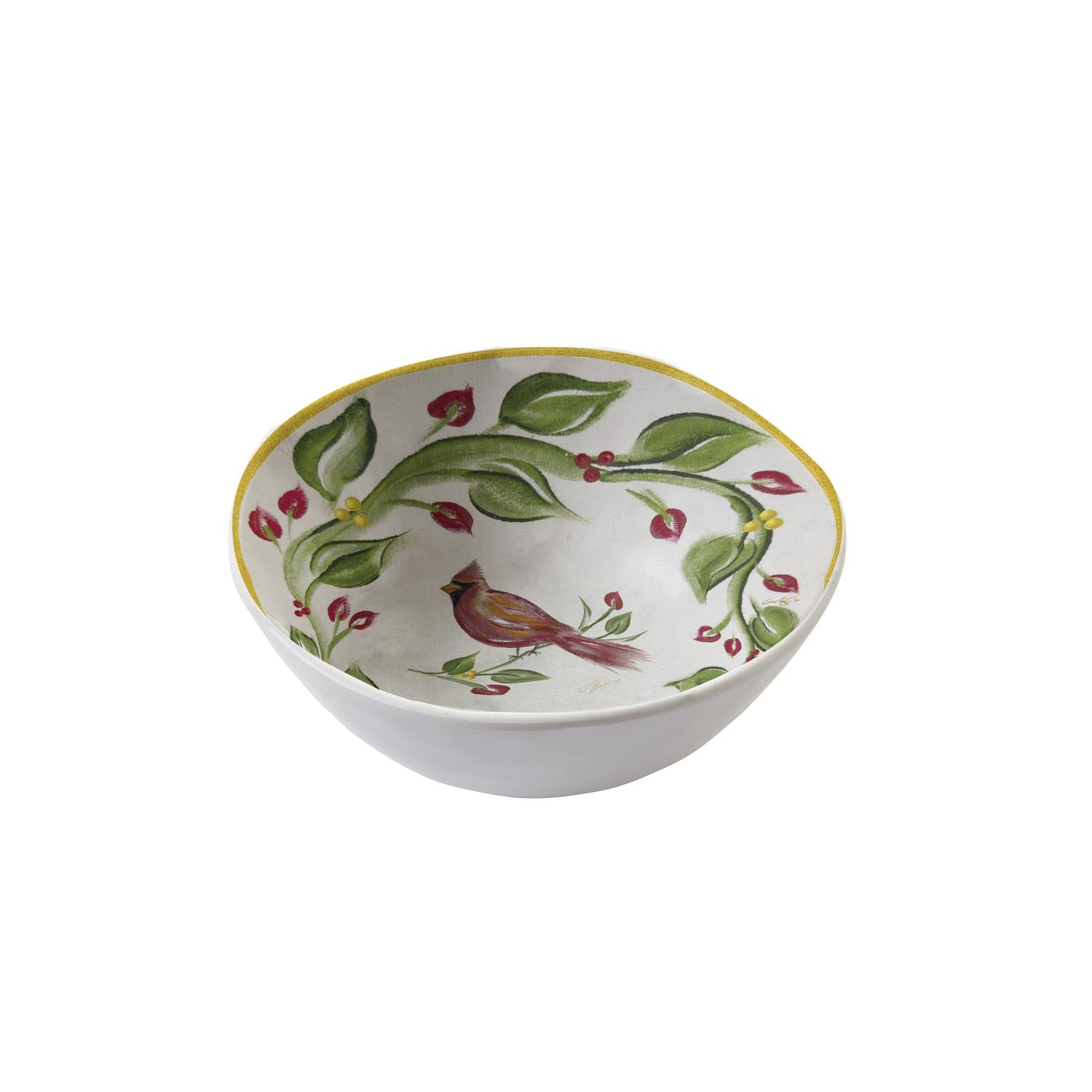Cardinal Wreath 5.5in x 2.25in melamine dipping bowl by Merritt Designs