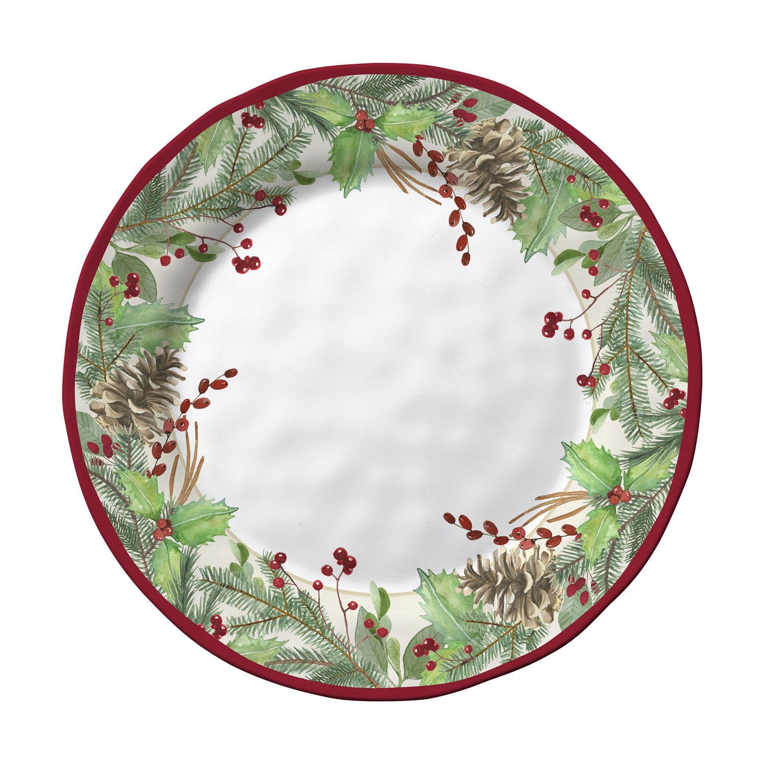 Holiday Wreath 11.5in Melamine Dinner Plate by Merritt Designs