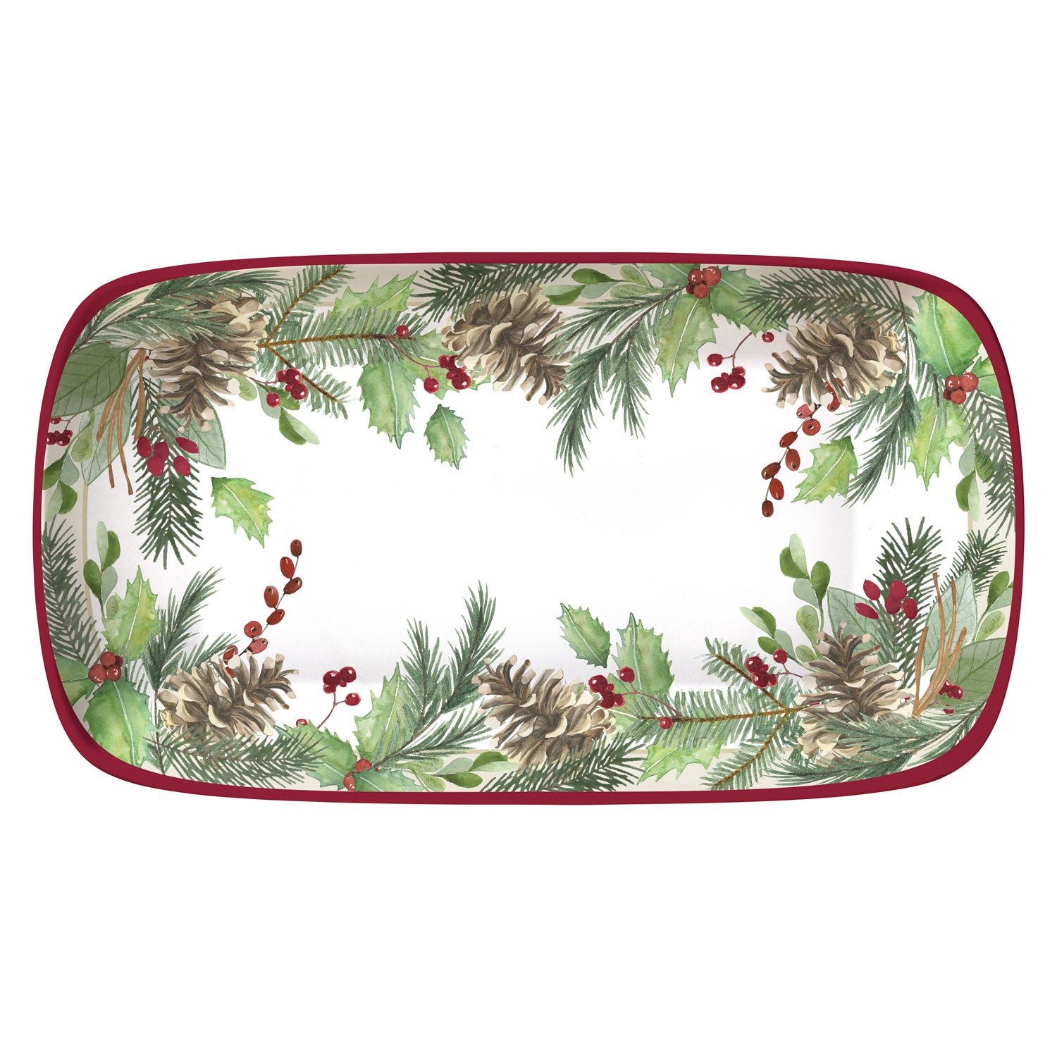Holiday Wreath 13.75in x 7.75in Melamine Appetizer Tray by Merritt Designs