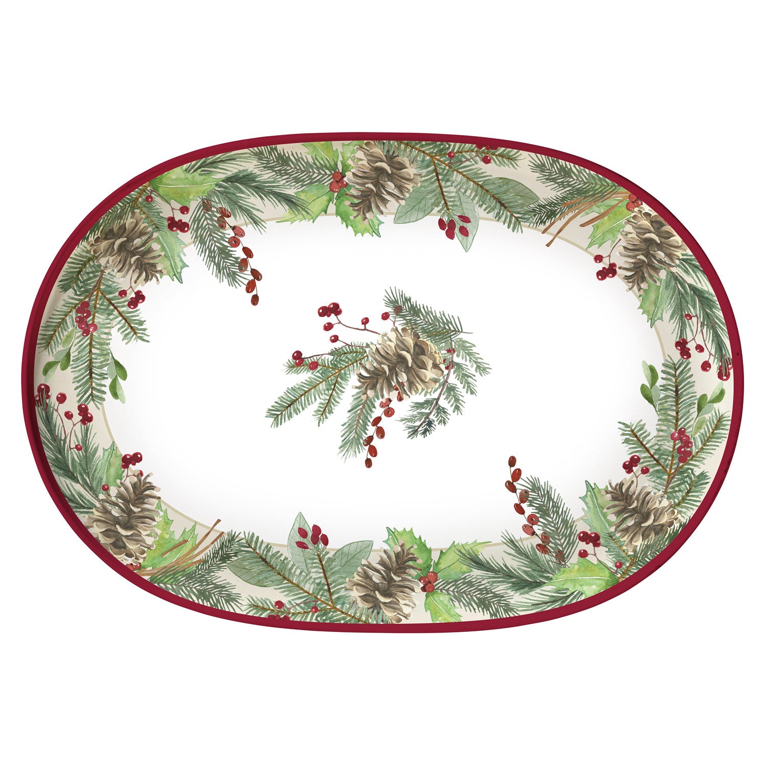 Holiday Wreath 17in x 12in Melamine Serving Tray by Merritt Designs