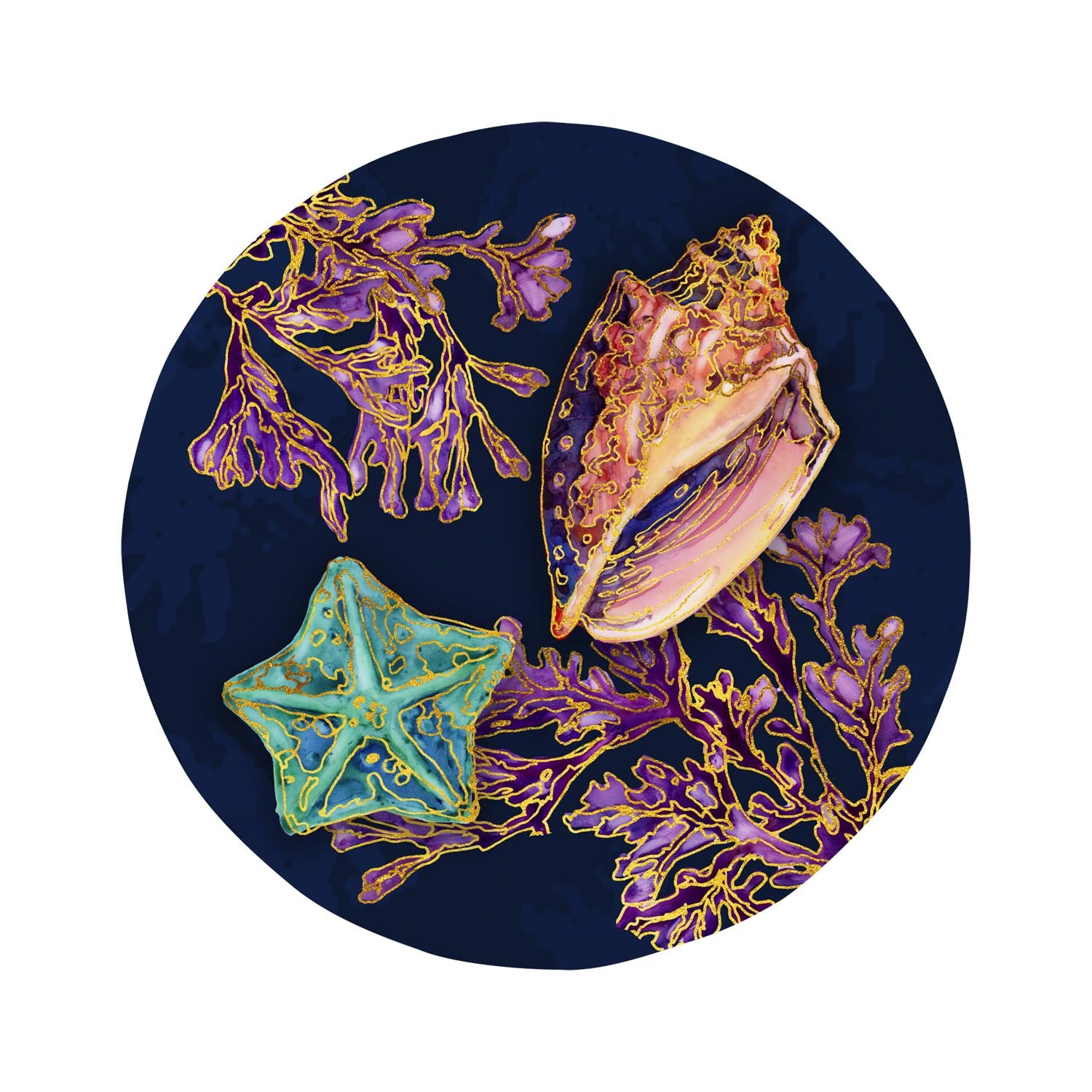 Spectrum Shell 8.5 inch Melamine salad plate starfish by Merritt Designs