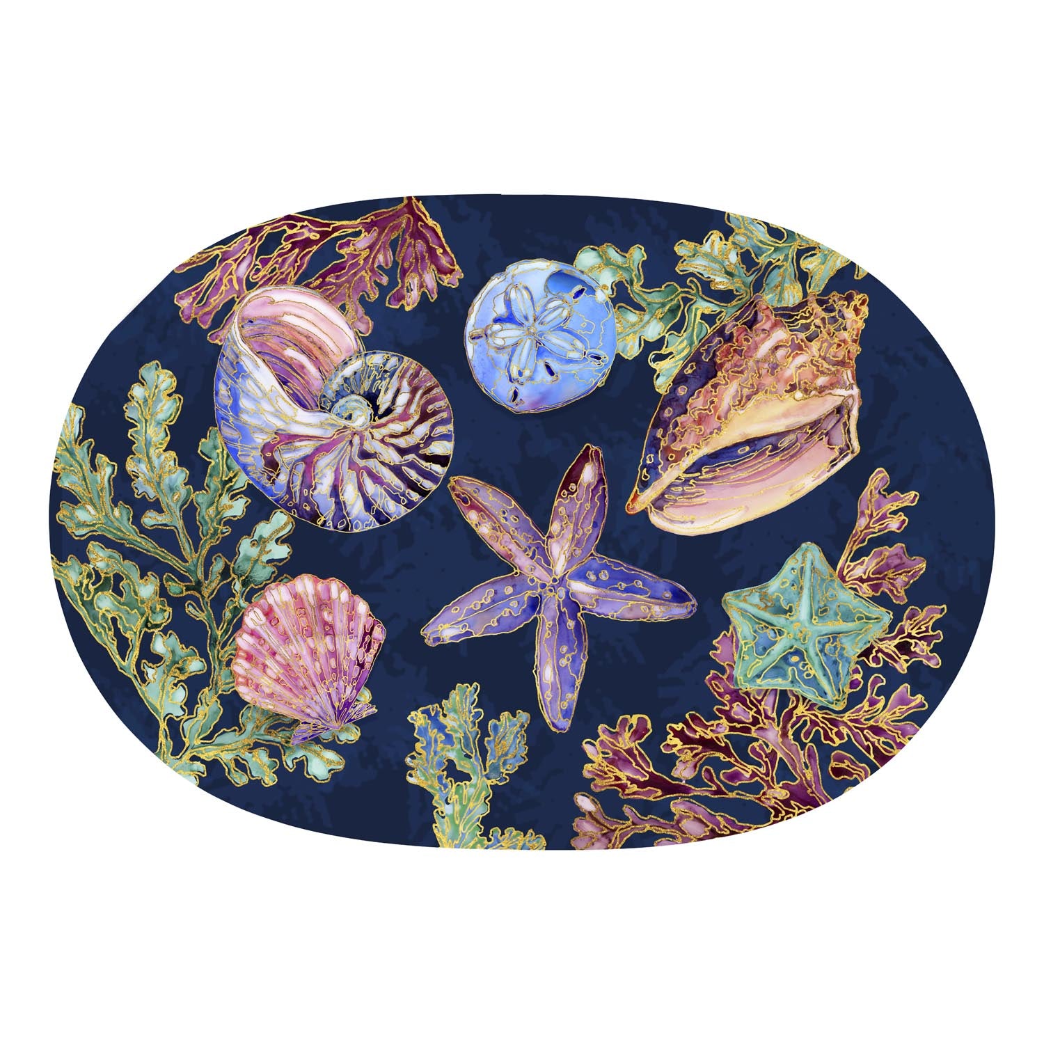 Spectrum Shell 17 inch x 12 inch Melamine Serving tray by Merritt Designs