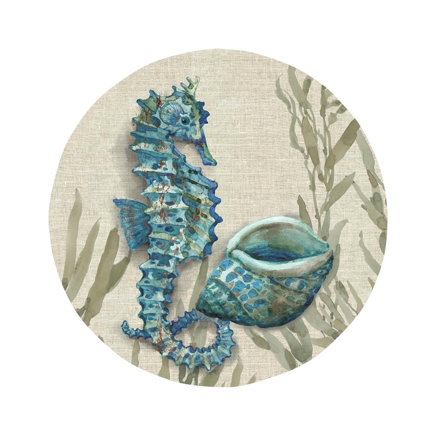 Crescent Beach 8.5 inch melamine salad plate seahorse by Merritt Designs