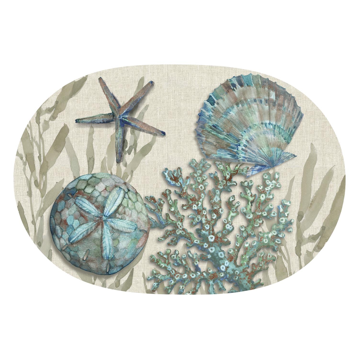 Crescent Beach 17 inch x 12 inch melamine serving tray by Merritt Designs