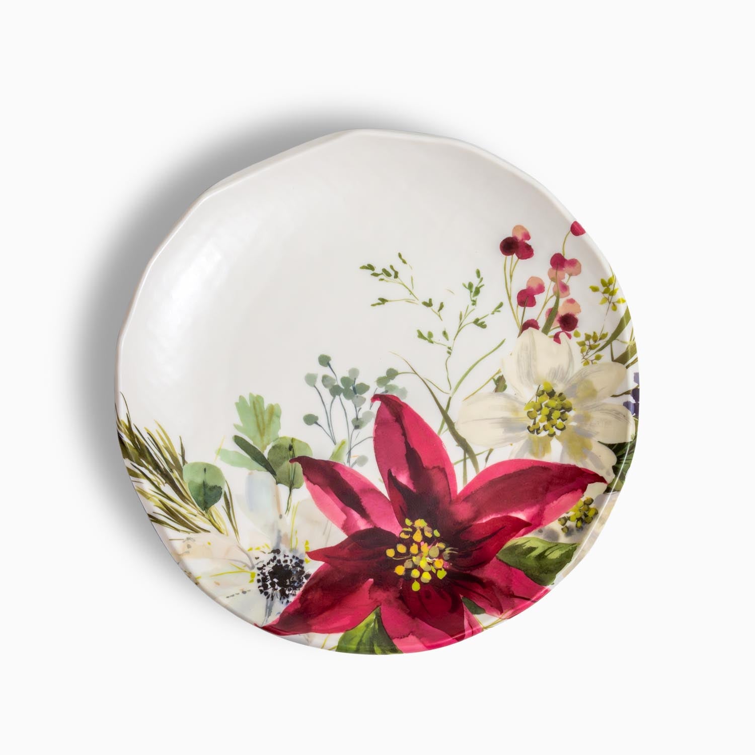 Poinsettia Christmas Holiday 8.5" Melamine Salad Plate by Merritt Designs