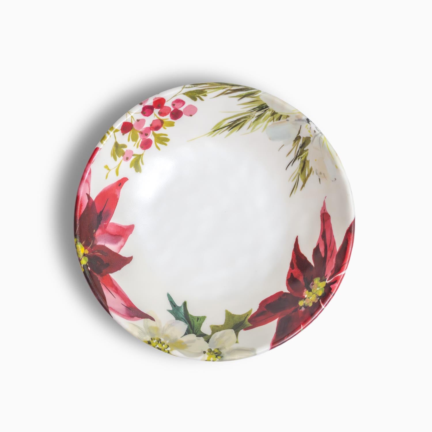 Poinsettia Christmas Holiday 8" Melamine Salad Bowl by Merritt Designs