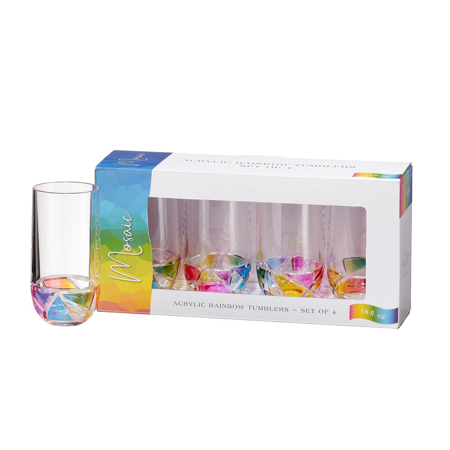 Mosaic 18oz Rainbow Acrylic Tumbler Set of 4 by Merritt Designs