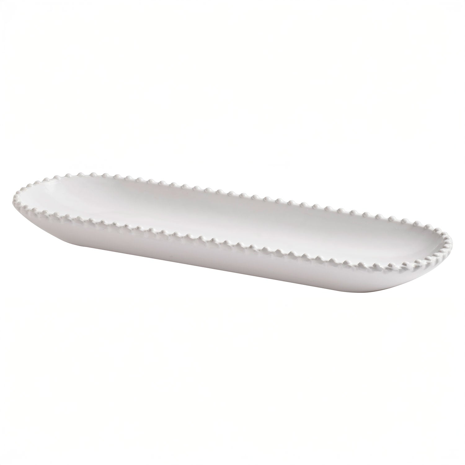20147 Beaded Pearl 18 inch x 5.5 inch Melamine Oval Appetizer Tray