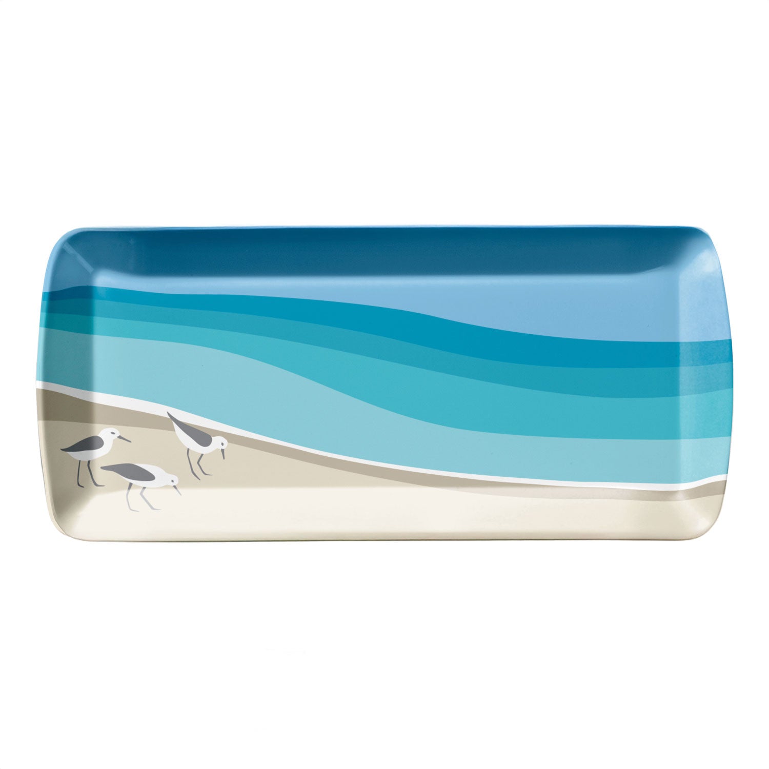 Sandpipers 15in x 6.5in Melamine Appetizer Serving Tray by Merritt Designs