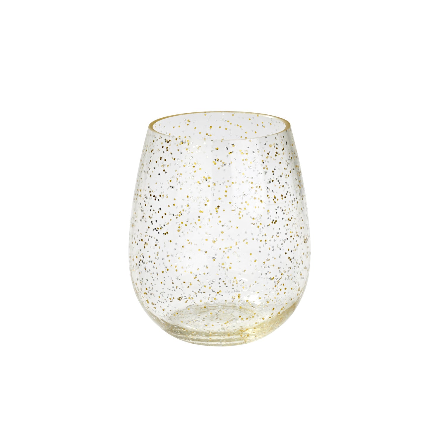 Festive Glitter 19oz Gold Acrylic Stemless Wine Glass by Merritt Designs