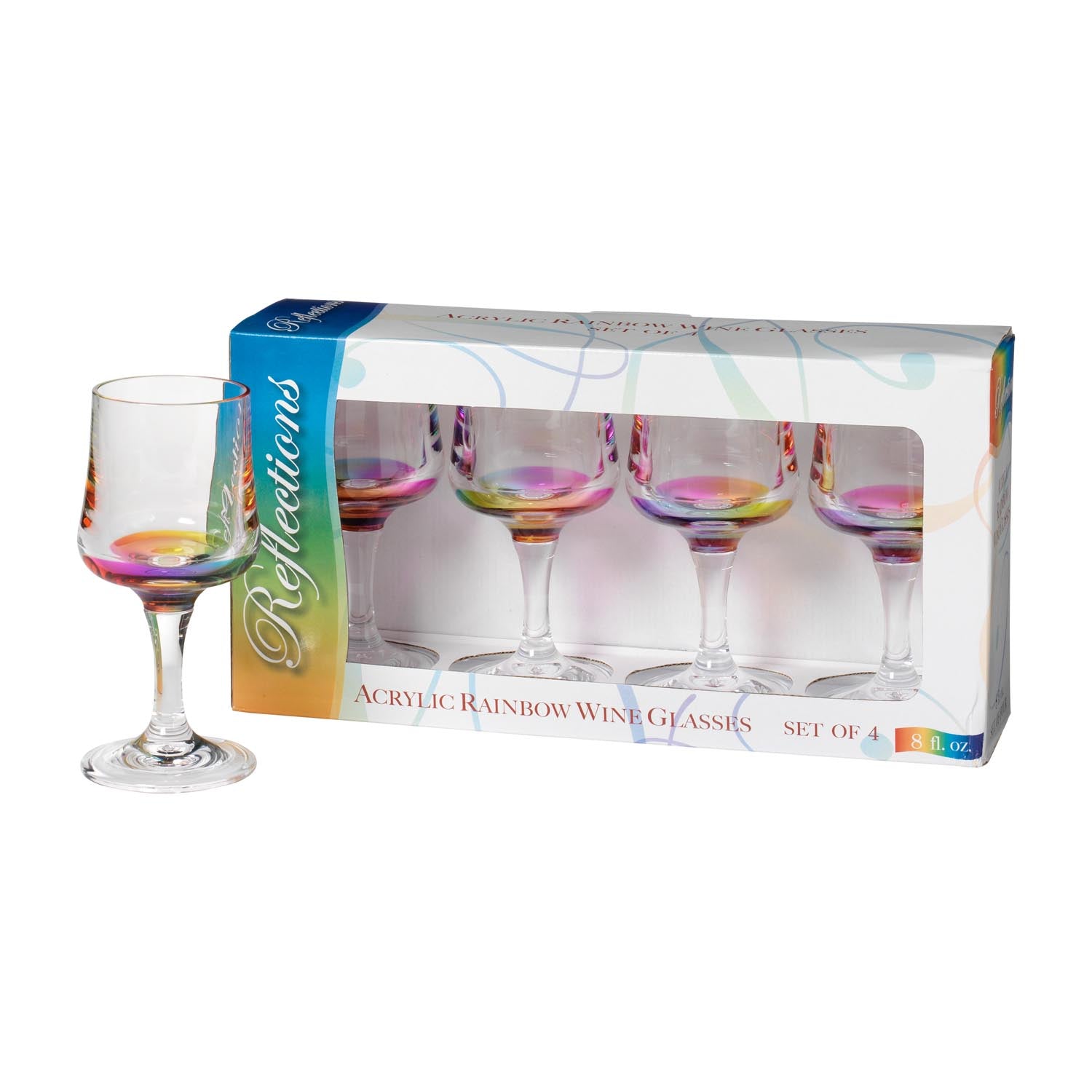 Reflections 8oz Rainbow Acrylic Wine Glass set of 4 by Merritt Designs