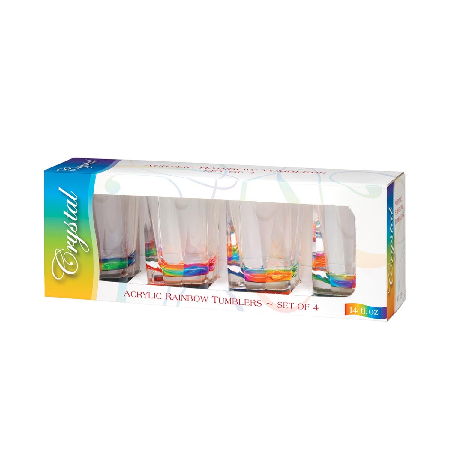 Crystal 14oz Rainbow Acrylic Tumblers set of 4 by Merritt Designs