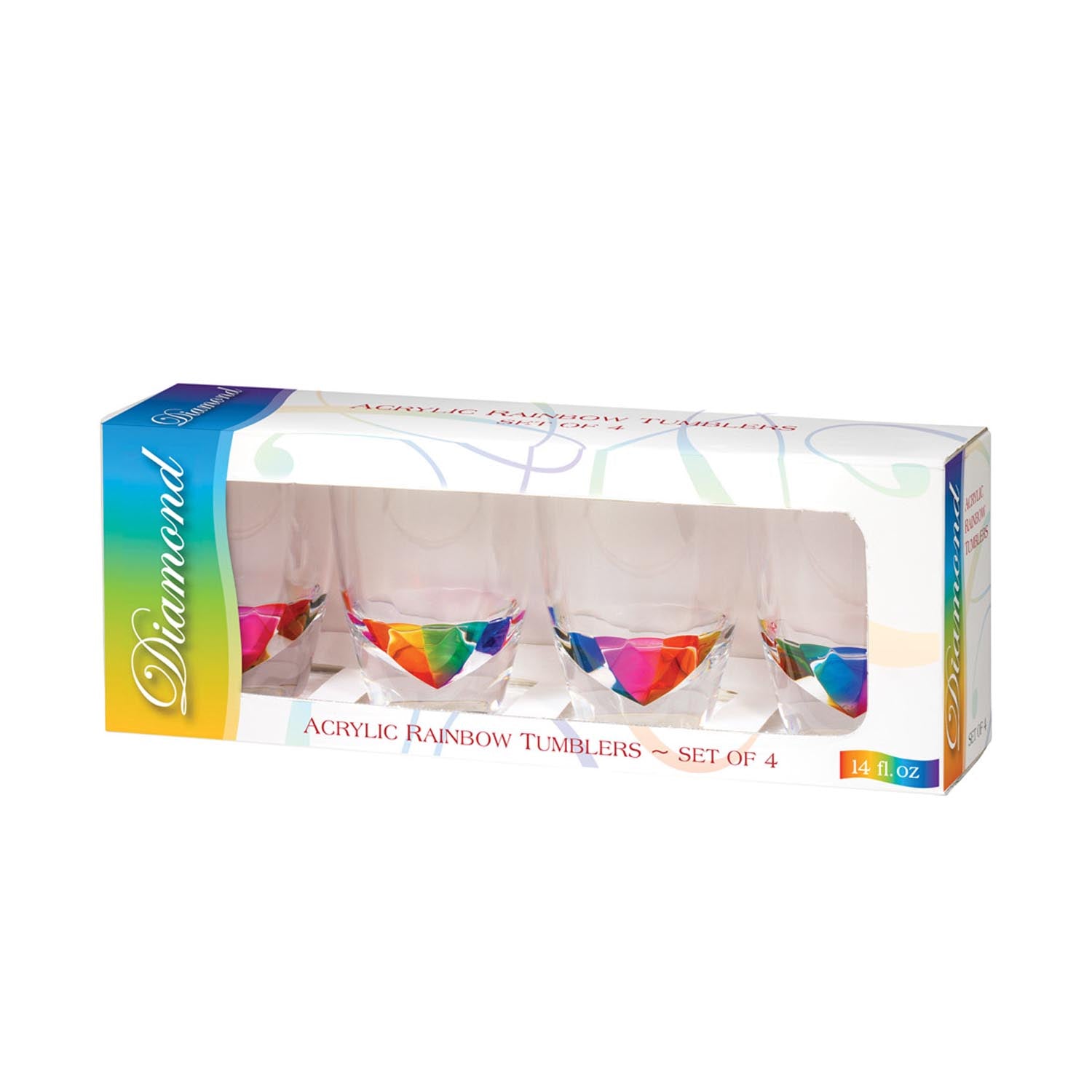 Diamond 14oz Rainbow Acrylic Tumblers Set of 4 by Merritt Designs