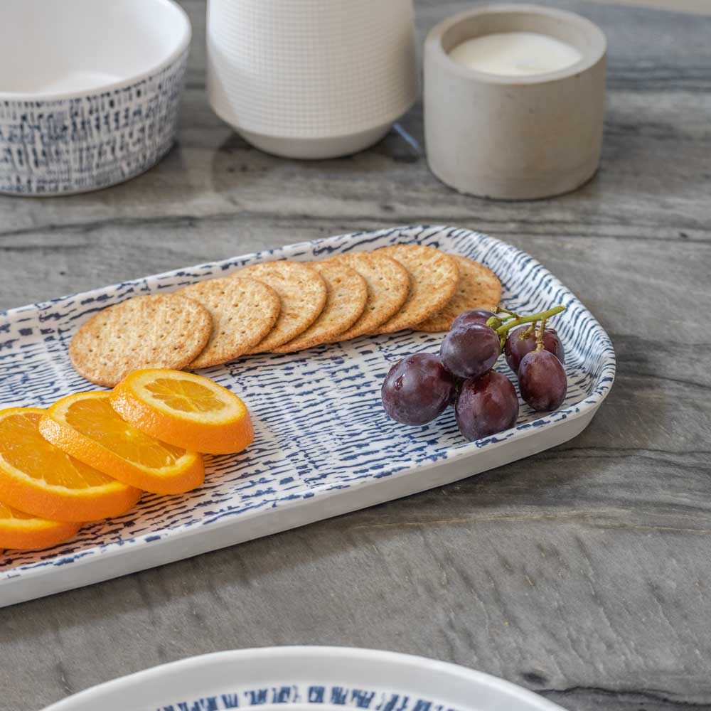 Merritt Designs Tribal Blue 14.5 inch Melamine Appetizer Tray