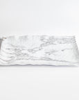 Merritt Designs White Marble 16 inch Rectangular Melamine Serving Tray