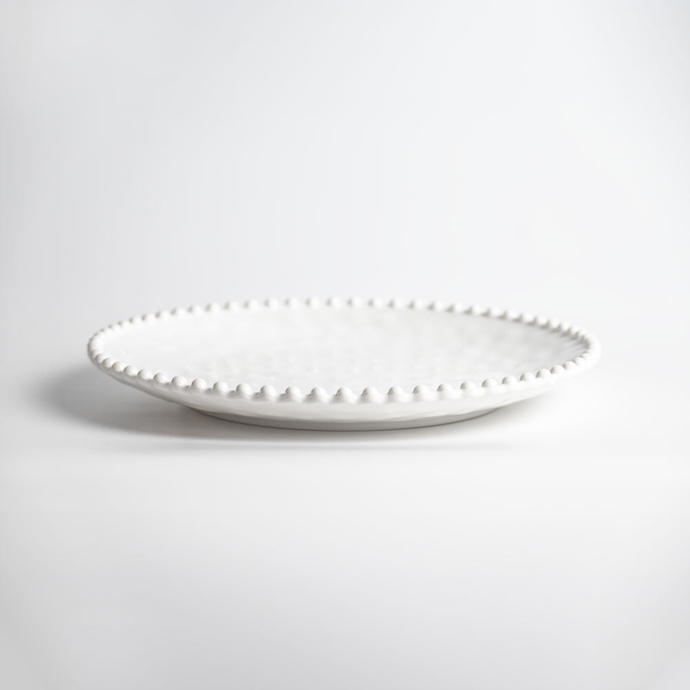 Merritt Designs Beaded Pearl 11 inch Melamine Dinner Plate Set Cream
