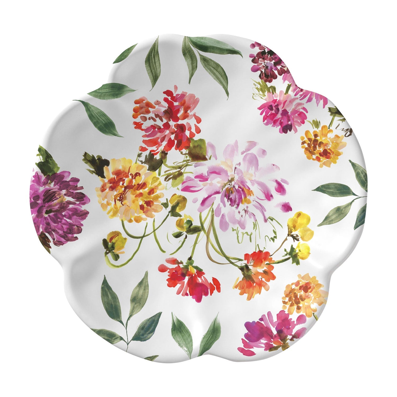 White, 7.5 inch melamine salad plate, Garden Brights Collection by Kelly Ventura