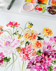 Water color by Kelly Ventura featuring the design for the Garden Brights melamine Collection