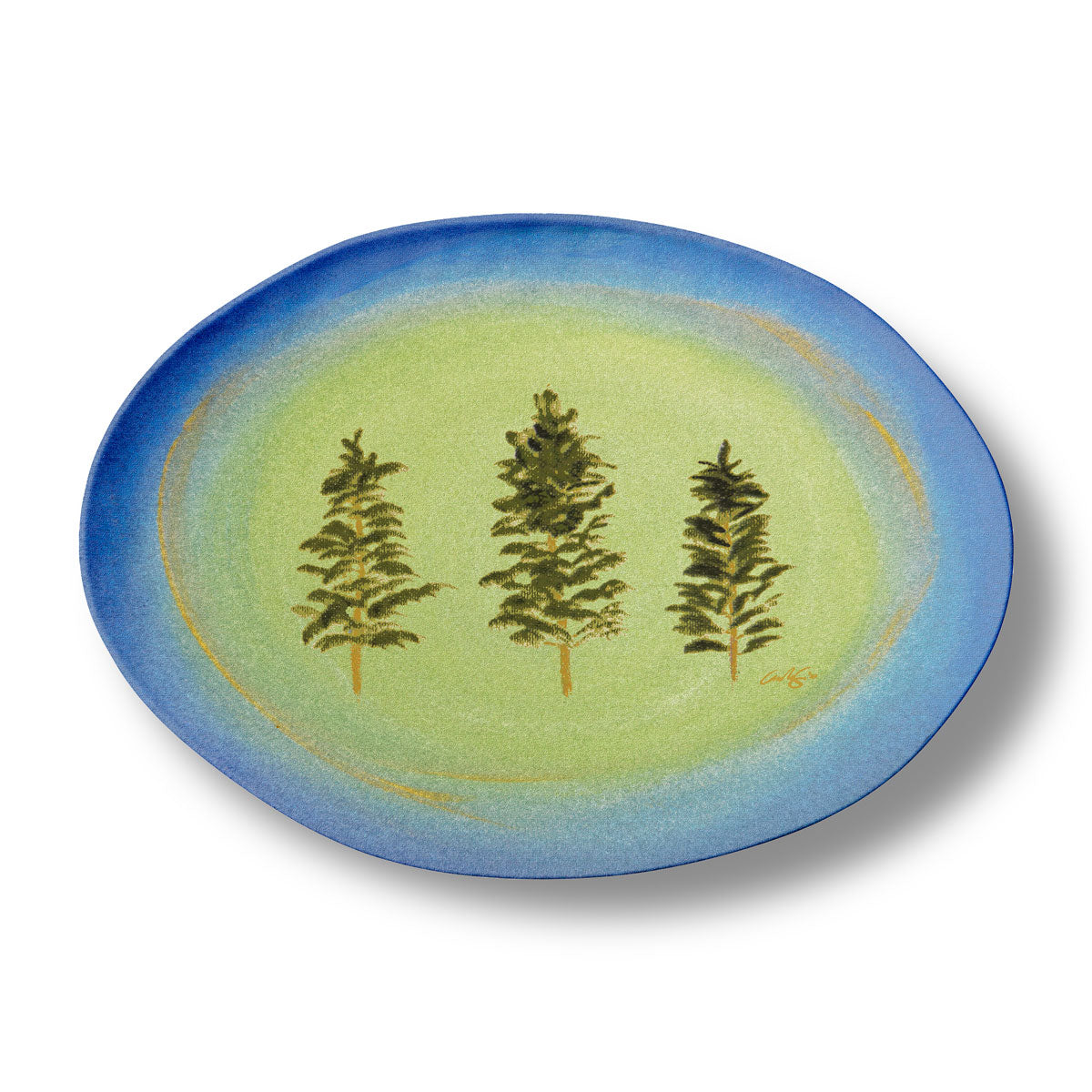 Merritt Designs Lakeside 16 inch x 12 inch Trees Oval Melamine Serving Tray