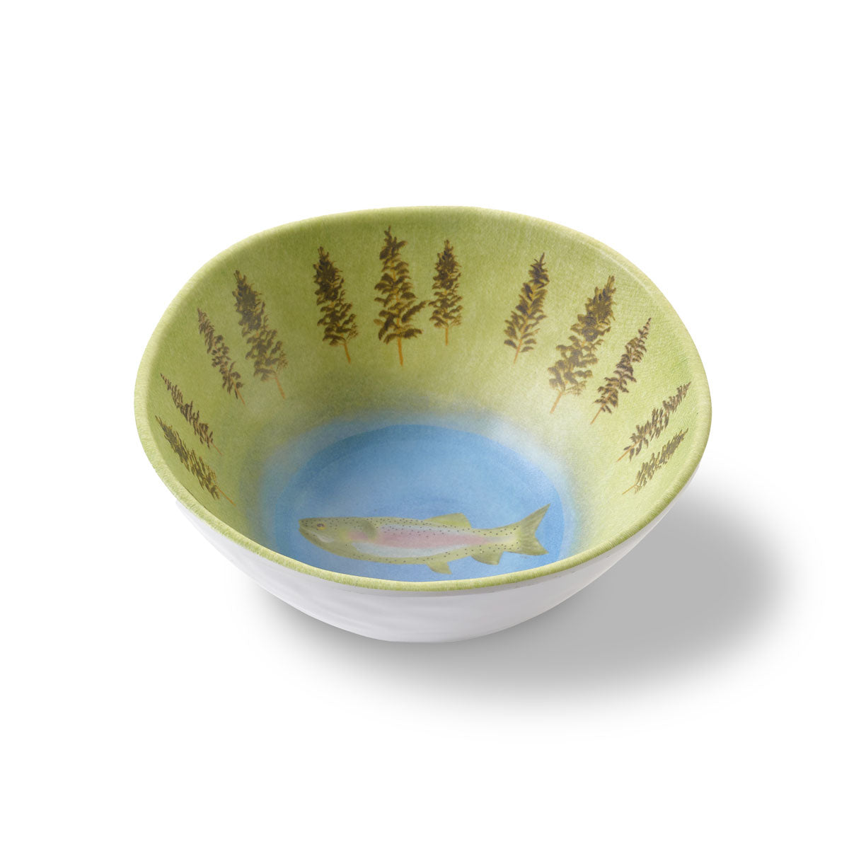 Merritt Designs Lakeside Trout &amp; Trees 6.5 inch x 2.75 inch Melamine Salad Bowl