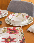 Poinsettia Christmas Holiday Melamine Dinnerware Collection by Merritt Designs