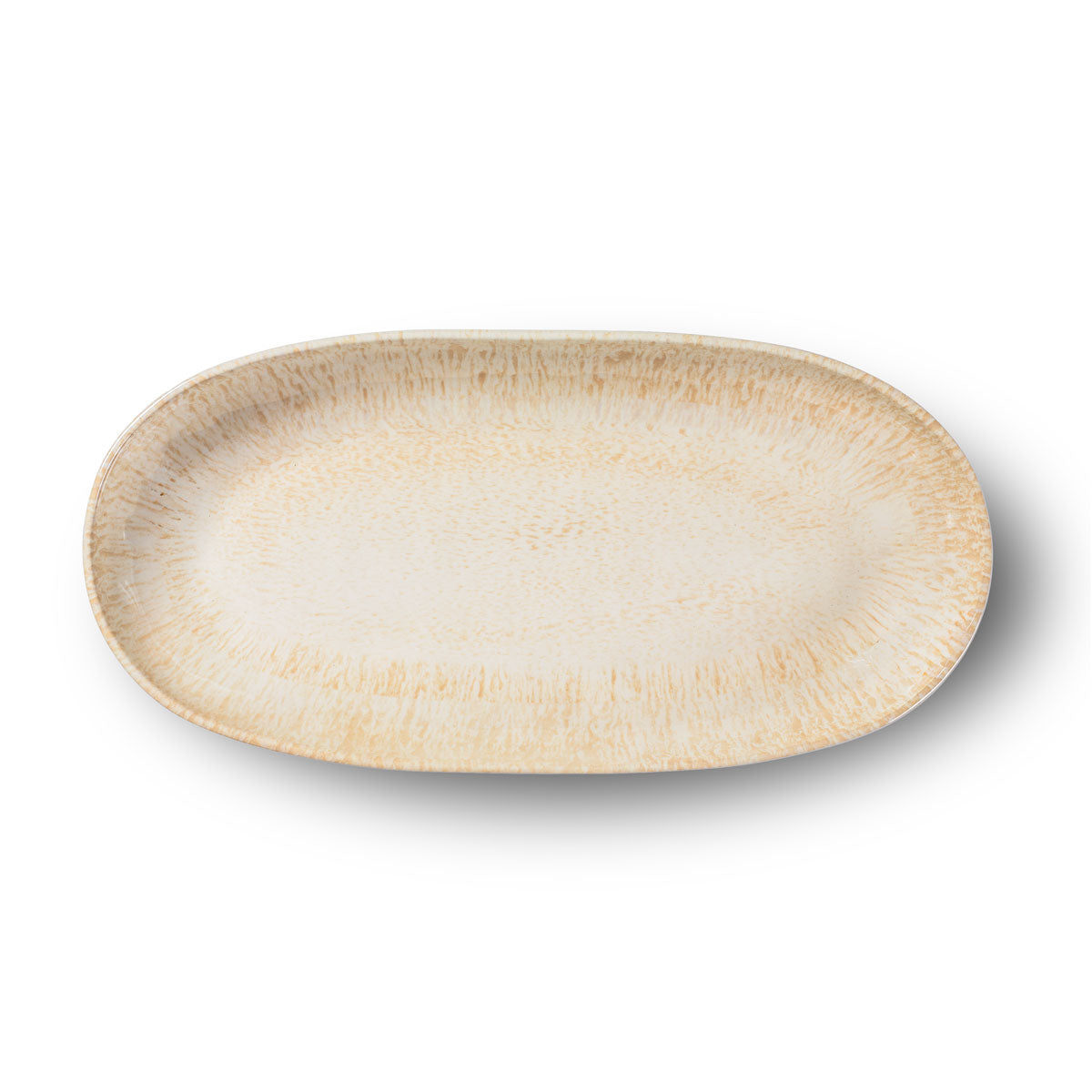 Merritt Designs Reactive Glaze 15 inch X 7.25 inch Beige Melamine Oval Appetizer Tray
