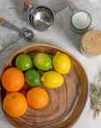 Melamine Wood Serving Tray: Merritt Designs Sequoia 12-inch Tray with various citrus fruits