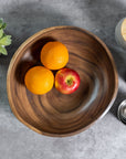 Melamine Wood Serving Bowl: Merritt Designs Sequoia 12.5-inch Bowl with various fruits
