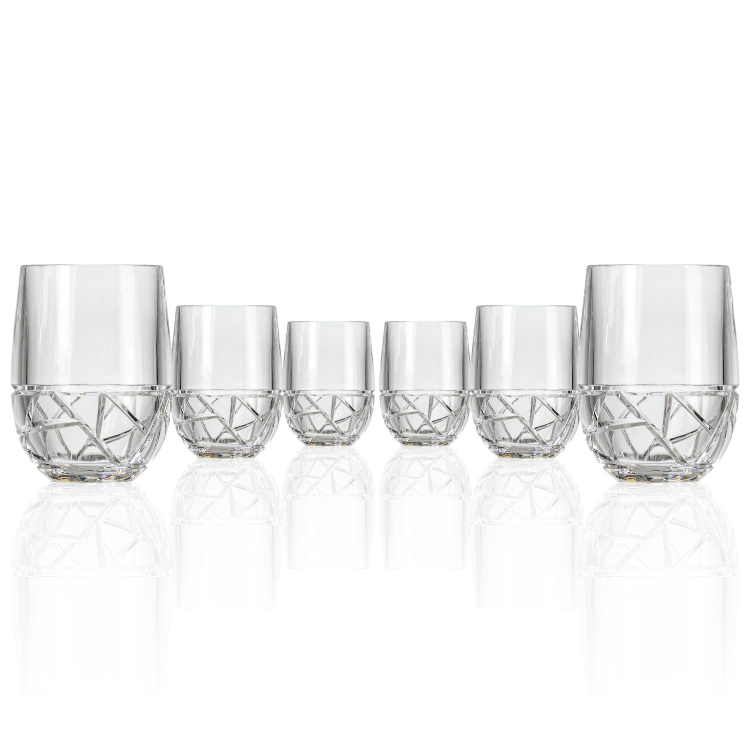 Set of 6, 10oz clear acrylic tumbler glasses from Merritt Designs&#39; Mosaic Collection