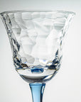 12-ounce blue acrylic wine glasses from the Merritt Designs Cascade collection. Detailed view on white background