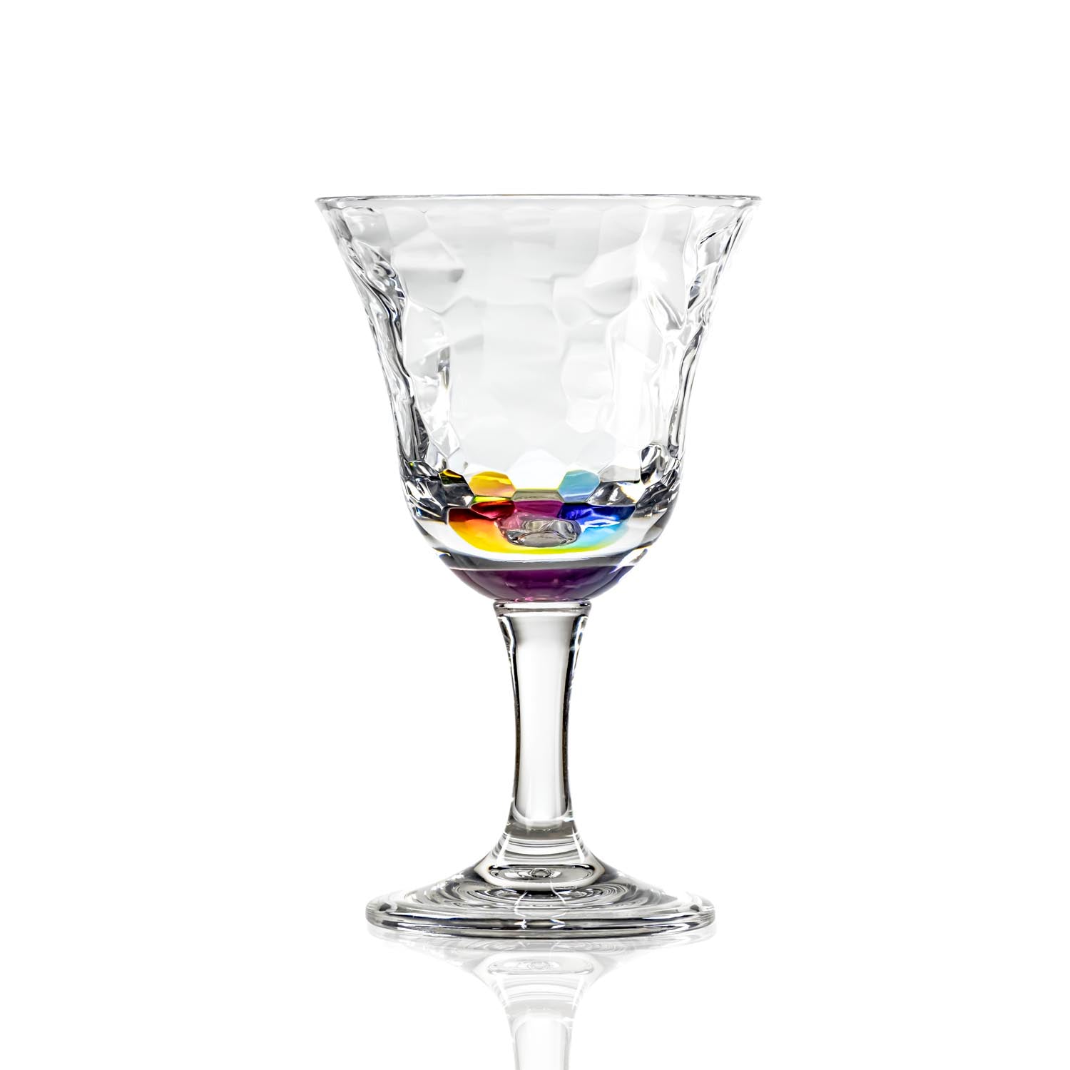 Merritt Designs Cascade Rainbow 12oz Acrylic Wine Stemware front view with a white background