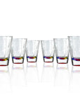 Set of 6, 14-ounce rainbow acrylic tumbler glasses from the Merritt Designs Cascade collection. Front view on white background