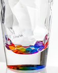 17-ounce rainbow acrylic tumbler glass from the Merritt Designs Cascade collection. Detailed view on white background