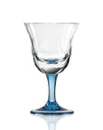 10-ounce blue acrylic wine glass in the Fiori collection by Merritt Designs. Front view on white background