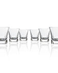 Set of 6, 10-ounce clear acrylic tumblers in the Fiori collection by Merritt Designs. Front view on white background