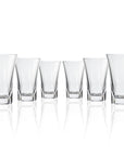 Set of 6, 16-ounce clear acrylic tumblers in the Fiori collection by Merritt Designs. Front view on white background