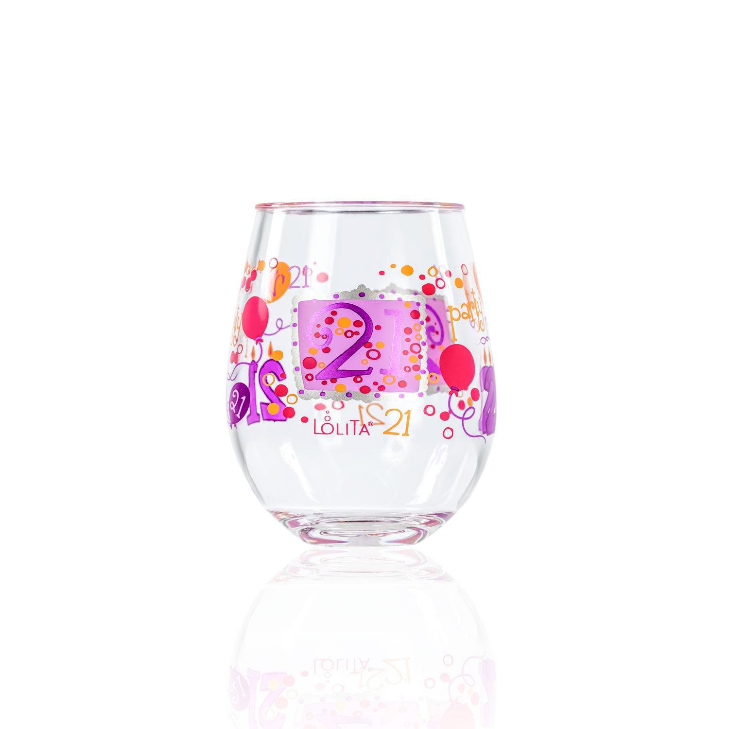 Merritt Designs Party to go by Lolita 21st Birthday Acrylic Stemless Wine Glass
