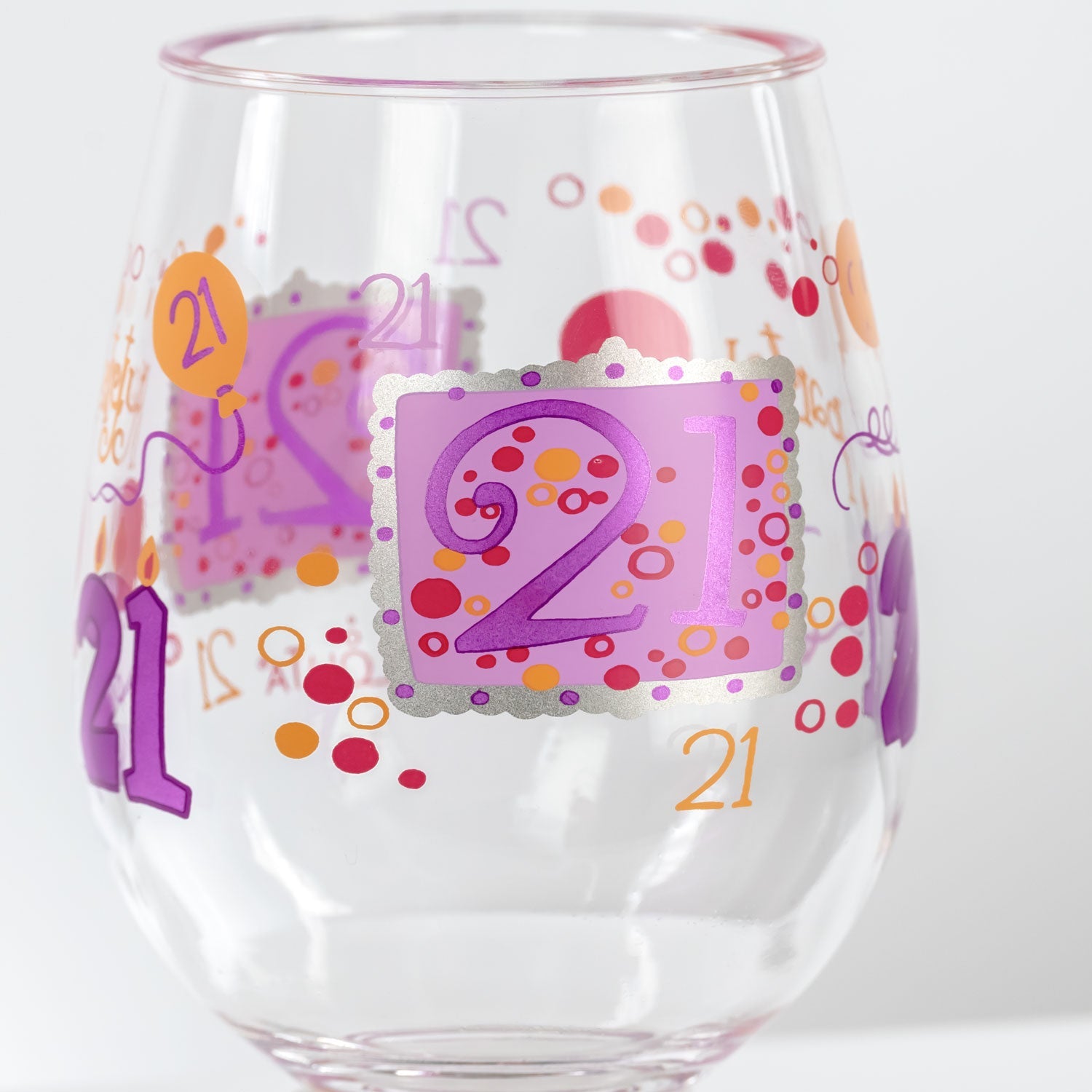 Party To Go 21st Birthday 15oz Acrylic Stemless Wine Glass | Set of 2