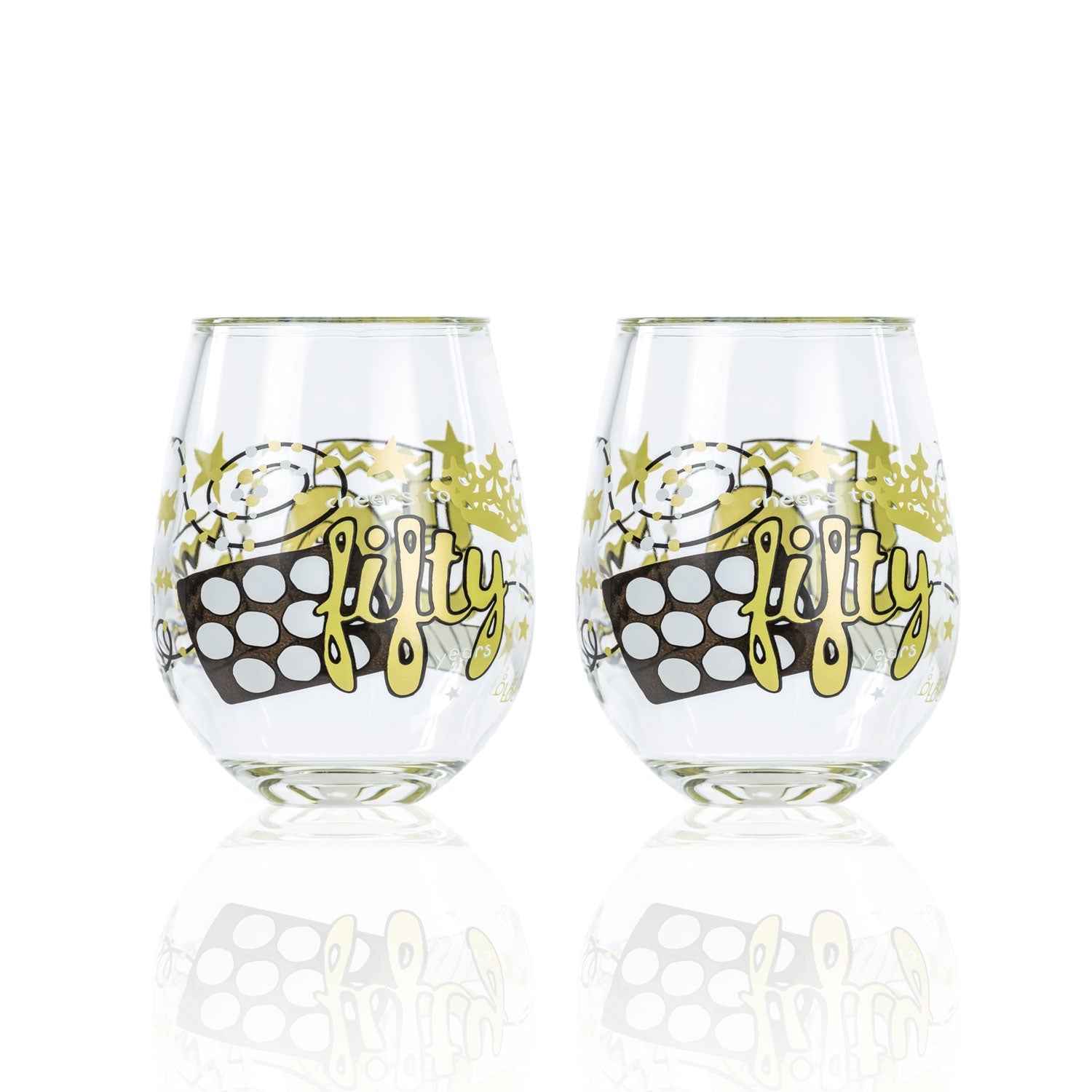 Party To Go by Lolita 50 years 15oz Acrylic Stemless Wine Glasses