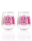 Lolita Bachelorette Party to go 15oz Acrylic Stemless Wine Glasses set of 2