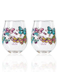 Lolita Butterfly Party to go 15oz Acrylic Stemless Wine Glasses set of 2